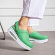 Saboti medicali dama, Classic Green, din piele naturala, cu platforma si bareta