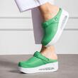 Saboti medicali dama, Classic Green, din piele naturala, cu platforma si bareta