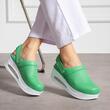 Saboti medicali dama, Classic Green, din piele naturala, cu platforma si bareta