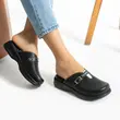 Saboti medicali din piele naturala, talpa cu gel, culoare neagra