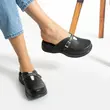 Saboti medicali din piele naturala, talpa cu gel, culoare neagra