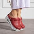 Saboti medicali, din piele naturala, cu bareta detasabila, Classic Red