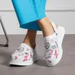 Saboti medicali din piele naturala, cu bareta rotativa, alb, multicolor