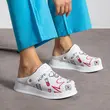Saboti medicali din piele naturala, cu bareta rotativa, alb, multicolor