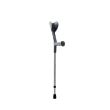 Carja ortopedica medicinala, sprijin, antebrat, reglabila telescopic pe inaltime la buton, adulti, aluminiu, de mers, gri, maner anatomic, ochi de pisica, BRW01