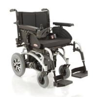 Scaun cu rotile Moretti, electric, din otel, cotiere reglabile, suport picioare reglabil, centura de siguranta, spatar reglabil, 136 kg