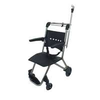 Carucior cu rotile pentru transport pacienti, pliabil, din otel inoxidabil, cu carlig pentru sac de urina, cotiere mobile, 150 kg