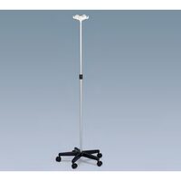 Stativ pentru perfuzii, inox, cu 4 carlige si baza din plastic