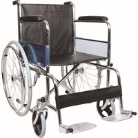Scaun rulant pliabil, din otel, cu 2 roti PVC si 2 roti din cauciuc, cotiere fixe, suport fix pentru picioare, 100 kg, KY809-46