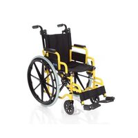 Scaun cu rotile pentru copii (fotoliu rulant) pliabil, din otel, buzunar pentru documente, cotiere rabatabile, suport picioare detasabil, 100 kg, CP880-35cm