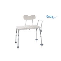 Scaun de baie, reglabil, aluminiu, sezut si spatar HDPE, spatar inclus, dimensiuni 80x61x83-93 cm, sarcina maxima 150 kg