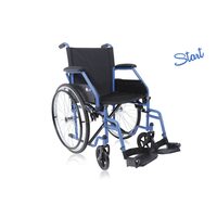 Scaun rulant pliabil, din otel, cu 2 roti din PVC si 2 din aluminiu, cotiere scurte pliabile, suport picioare detasabil, 120 kg, CP100B-46