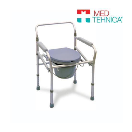 Scaun de toaleta pentru persoane cu mobilitate redusa, ajustabil, material aluminiu, cu galeata, colac si capac, KY894L