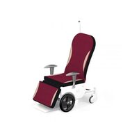 Scaun cu rotile modern pentru transport pacienti Gamma Deluxe, cu spatar mobil, husa din piele, cotiere reglabile, suport picioare solid, reglabil, 200 kg