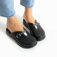 Saboti medicali din piele naturala, talpa cu gel, culoare neagra