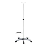 Stativ pentru perfuzii, inox, cu 2 carlige si baza din plastic M600694/P