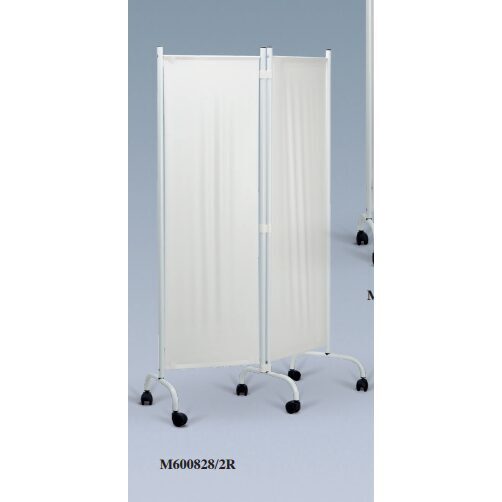 Paravan cadru otel, cu roti, 2 sectiuni si perdele lavabile