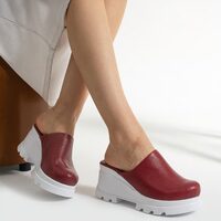 Saboti dama cu platforma, din piele naturala