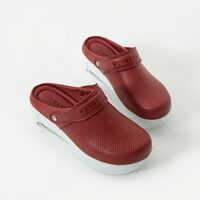 Saboti medicali, din piele naturala, cu bareta detasabila, Classic Red