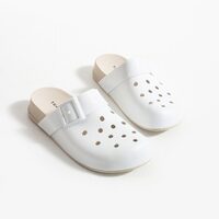 Saboti medicali, dama, Clio White din cauciuc, model perforat alb