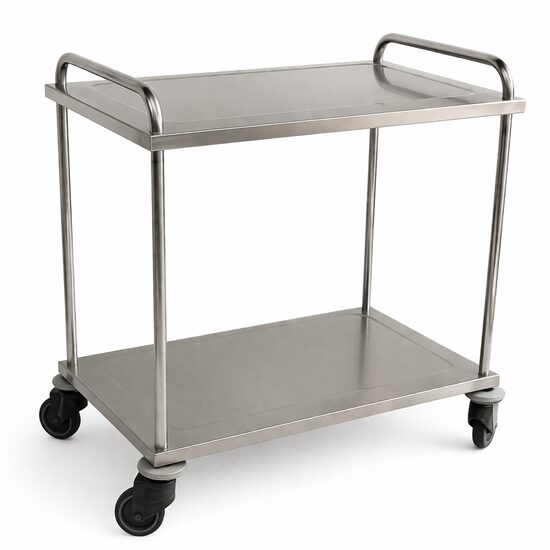 Carucior pentru transport instrumentar TTAC 3350, cu 2 polite din otel inoxidabil