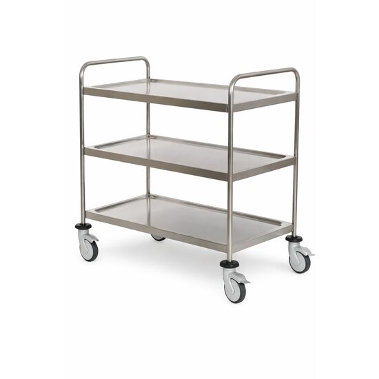 Carucior pentru transport instrumentar TTAC 3360, cu 3 polite, din otel inoxidabil