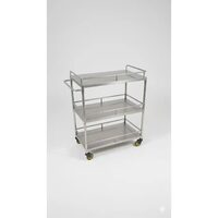 Carucior pentru transport instrumentar TTAC 3362, 3 polite cu protectii laterale, otel inoxidabil 