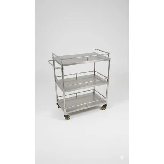 Carucior pentru transport instrumentar TTAC 3362, 3 polite cu protectii laterale, otel inoxidabil 