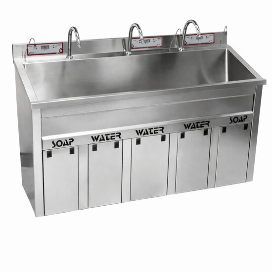 Unitate pentru spalarea si dezinfectarea mainilor, tripla, din inox, TOHS 1300