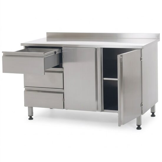 Masa de lucru medicala, din inox, configurabila cu 3 sau 4 sertare, TTVA 4725