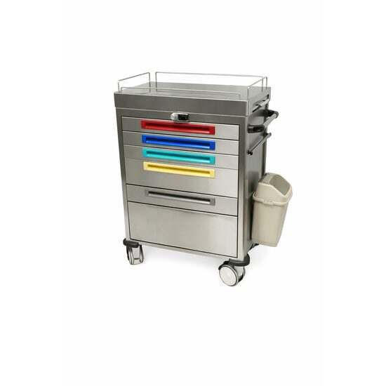 Carucior pentru pansamente, cu 5 sertare si inchidere centralizata, TCDE 1516