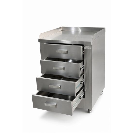 Carucior medical, din inox cu 4 sertare, TCDE 1546