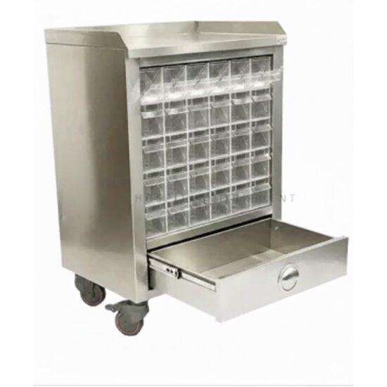 Carucior medical pentru tratament, cu sertar si casete detasabile, TCDE 1560