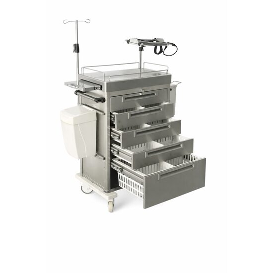 Carucior pentru urgente medicale cu dotari complete pentru resuscitare, TCEC 1401