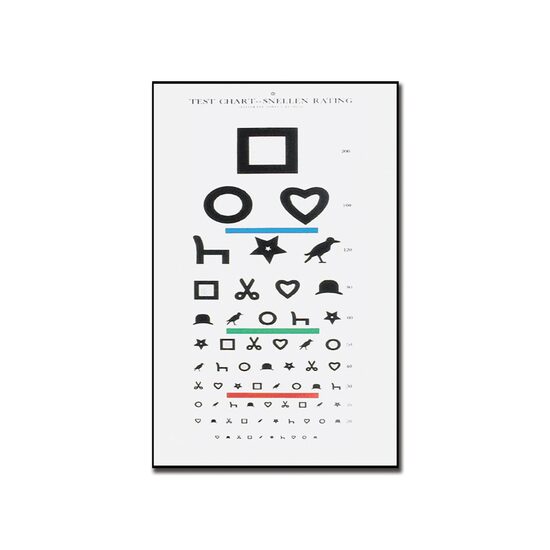 Plansa optometrica Ewing pentru testare, fara alfabet 31310