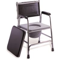 Scaun toaleta pentru persoane cu dizabilitati, detasabil, material otel cromat, vas cu capac, spatar, KY893