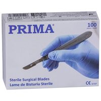 Lame bisturiu sterile din otel-carbon, PRIMA, de unica folosinta, 100 bucati