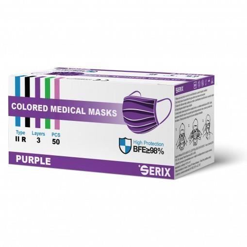 Masca medicala de unica folosinta 2R SERIX- mov 50buc/cut